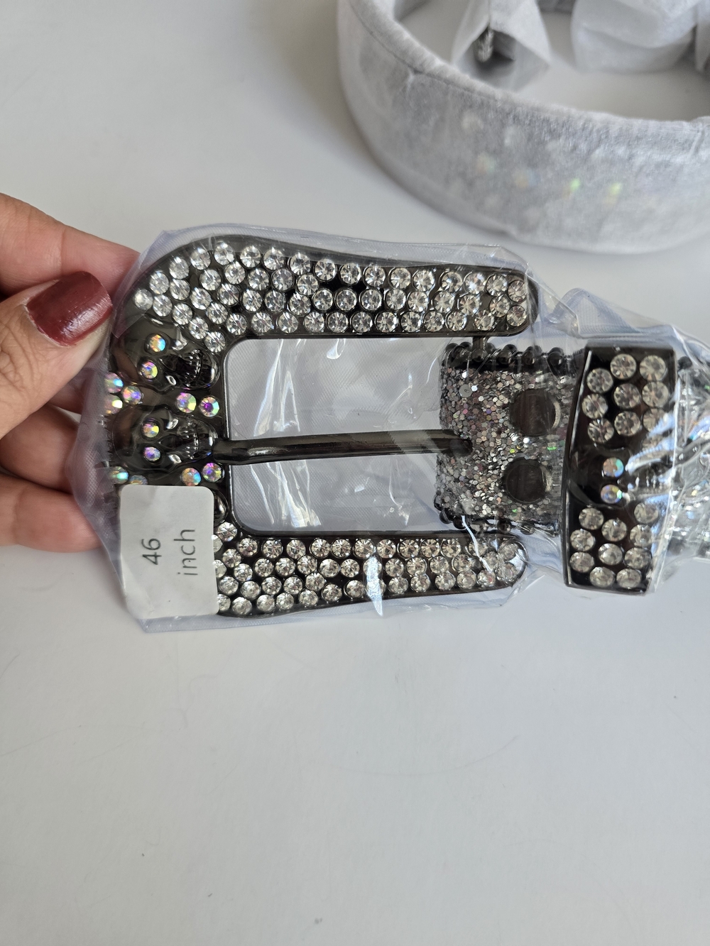 Crystal-Encrusted Silver Skull Belt Buckle - Women's Accessory